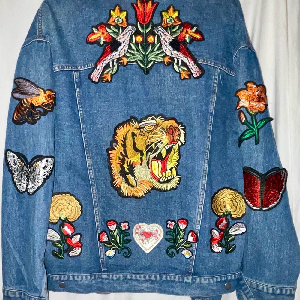 Oversized Patchwork Denim Jacket With Patches On … - image 7